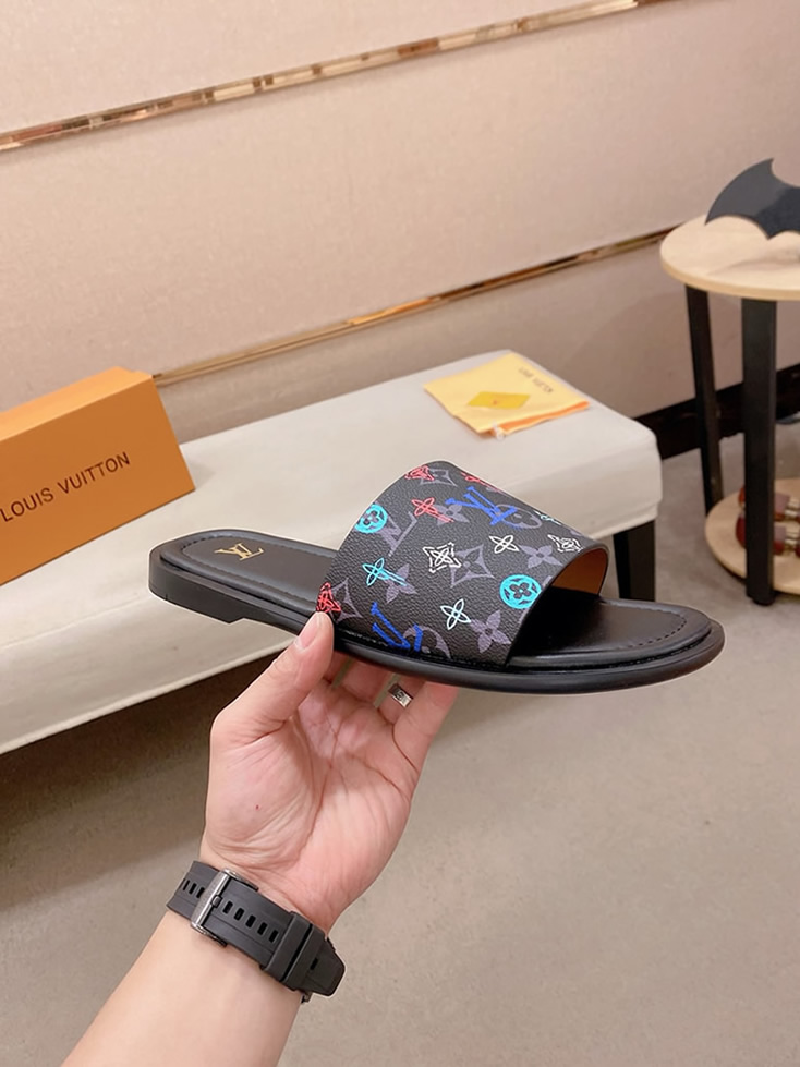 ルイヴィトン サンダル モノグラム ブラック カラフル ロゴ shoes137 - 画像 (5)