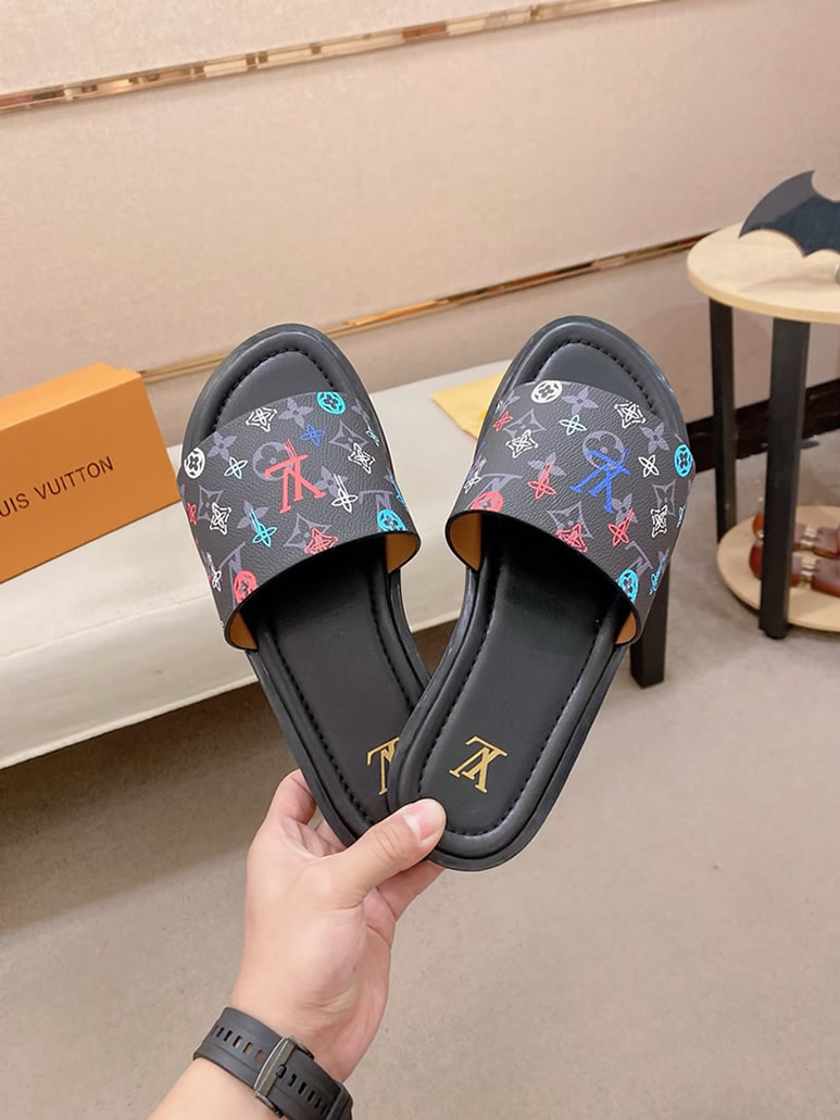 ルイヴィトン サンダル モノグラム ブラック カラフル ロゴ shoes137 - 画像 (6)