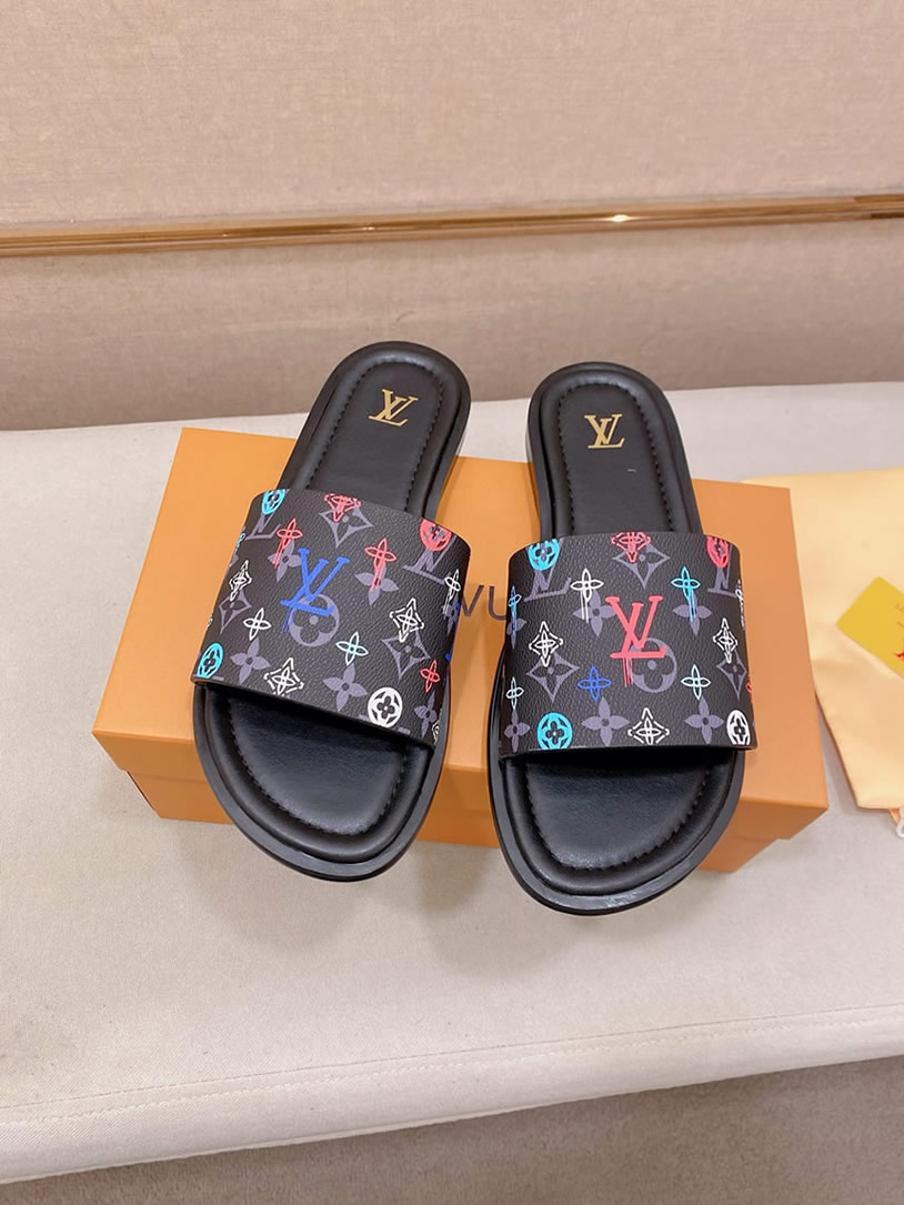 ルイヴィトン サンダル モノグラム ブラック カラフル ロゴ shoes137