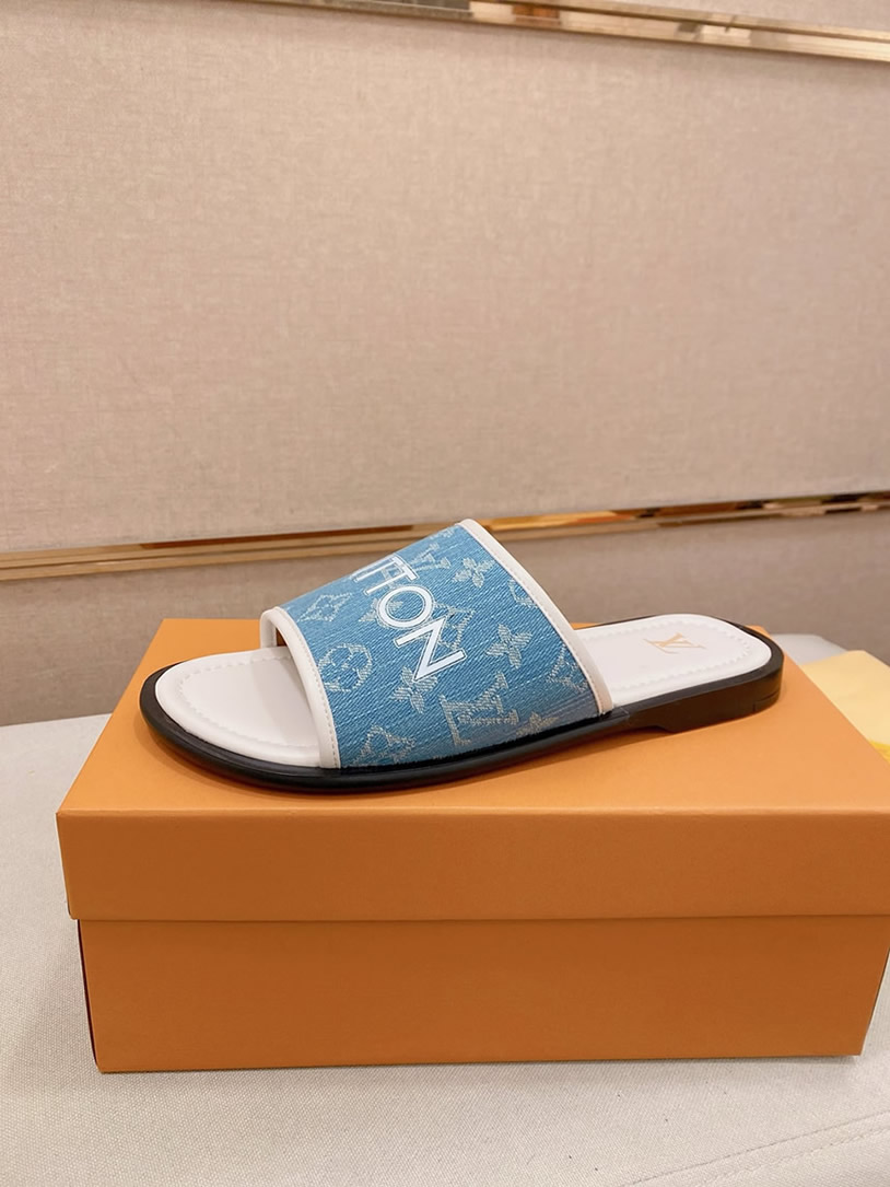 ルイヴィトン サンダル モノグラム デニム ブルー ホワイト ロゴ shoes138 - 画像 (2)