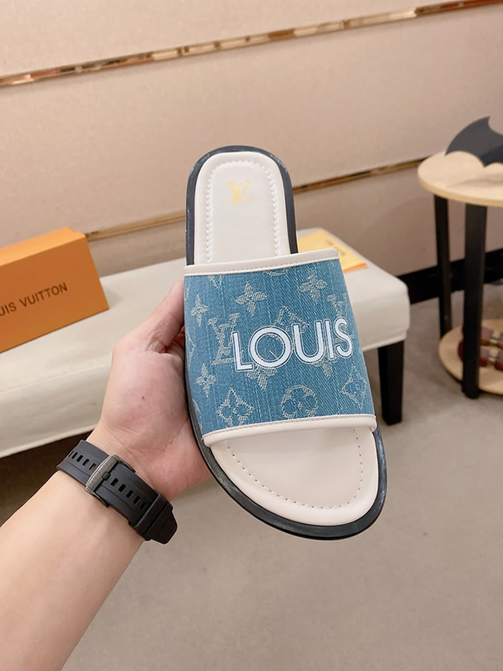 ルイヴィトン サンダル モノグラム デニム ブルー ホワイト ロゴ shoes138 - 画像 (3)