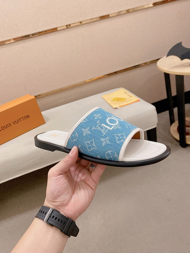 ルイヴィトン サンダル モノグラム デニム ブルー ホワイト ロゴ shoes138 - 画像 (5)
