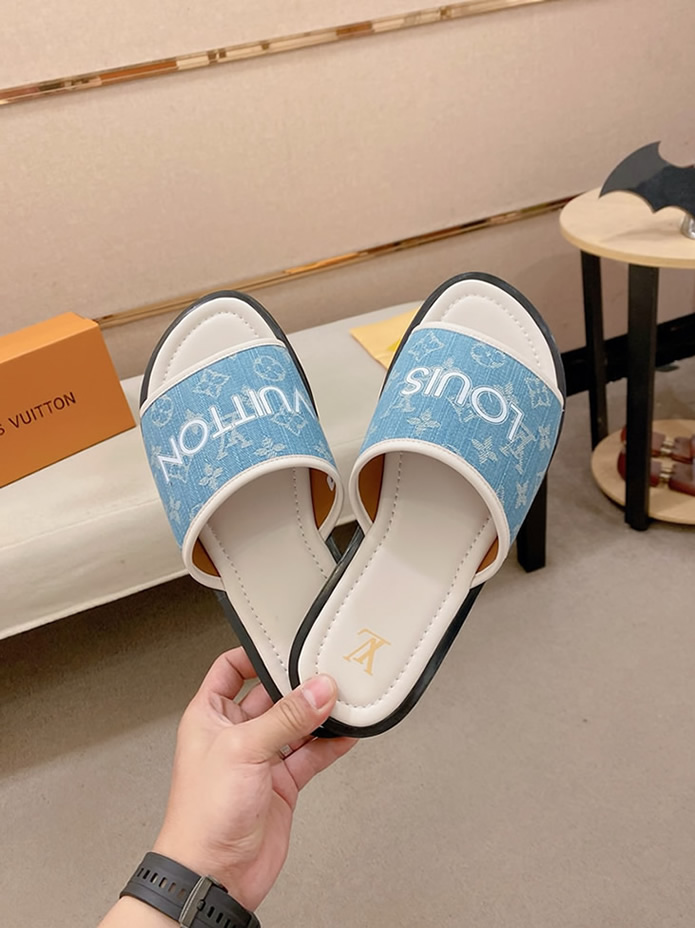 ルイヴィトン サンダル モノグラム デニム ブルー ホワイト ロゴ shoes138 - 画像 (6)