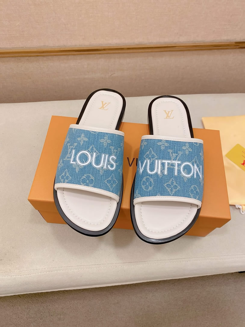 ルイヴィトン サンダル モノグラム デニム ブルー ホワイト ロゴ shoes138