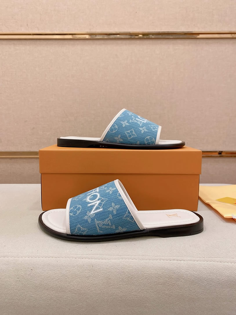 ルイヴィトン サンダル モノグラム デニム ブルー ホワイト ロゴ shoes138 - 画像 (8)