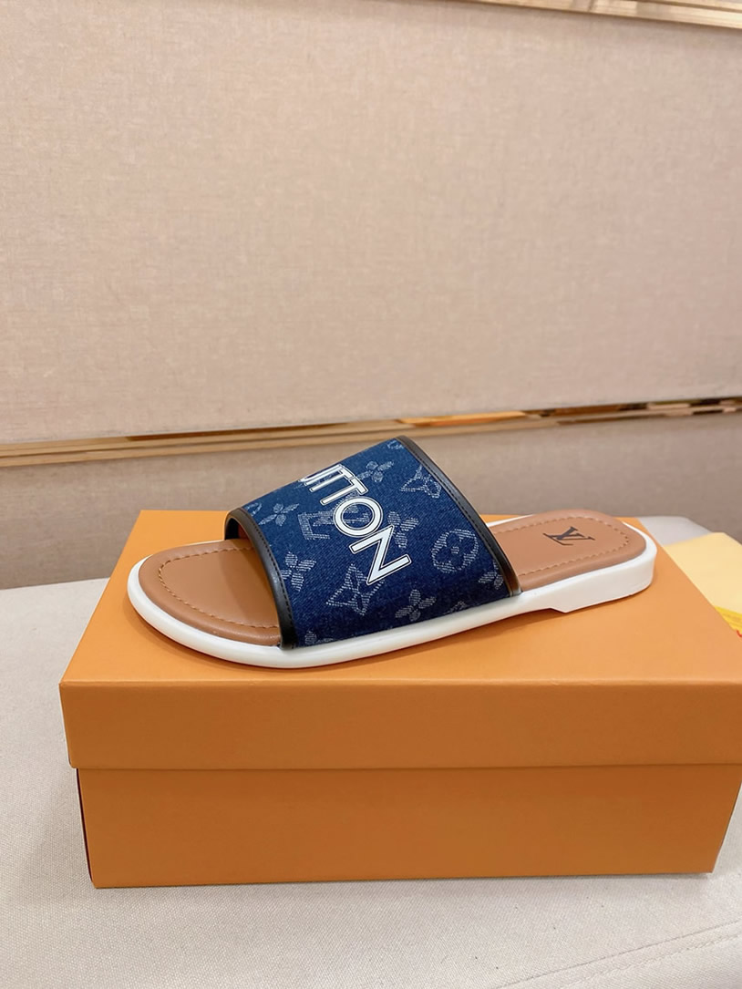 ルイヴィトン サンダル モノグラム デニム ブルー ホワイト ロゴ shoes139 - 画像 (2)