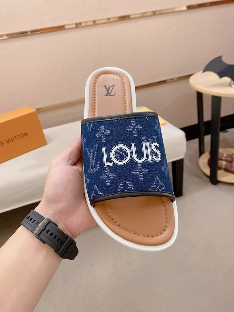 ルイヴィトン サンダル モノグラム デニム ブルー ホワイト ロゴ shoes139 - 画像 (3)