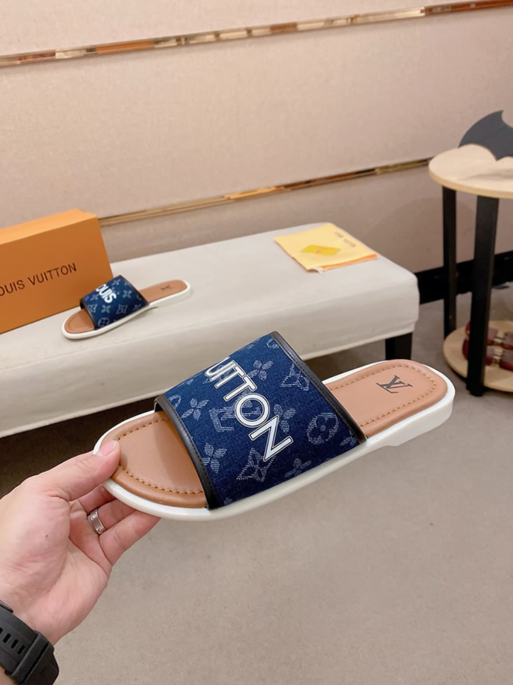 ルイヴィトン サンダル モノグラム デニム ブルー ホワイト ロゴ shoes139 - 画像 (4)