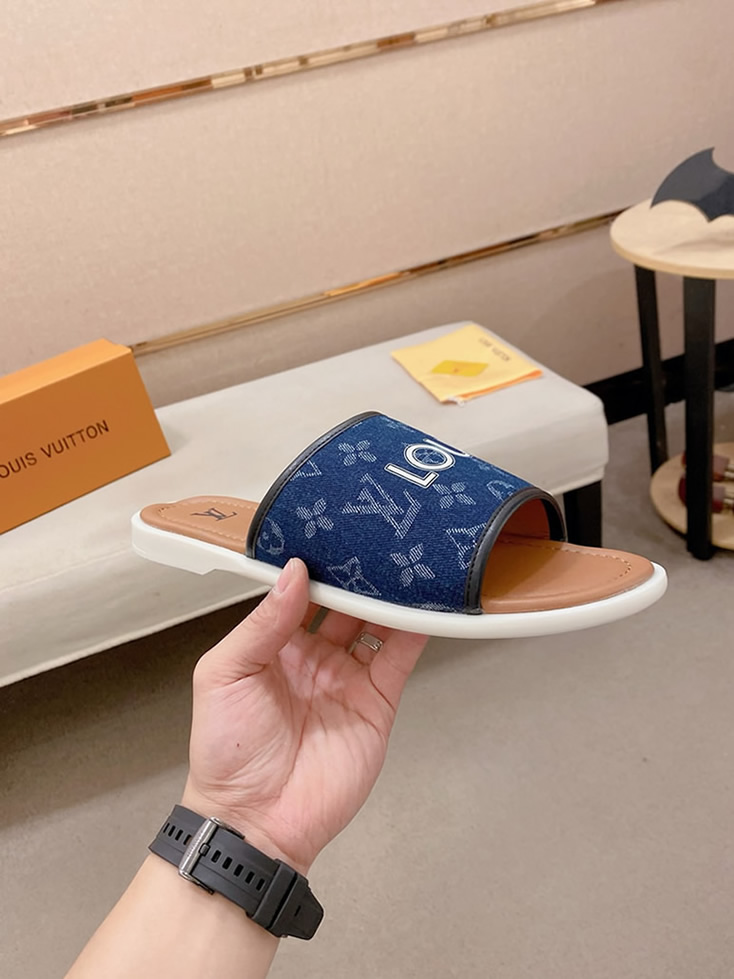 ルイヴィトン サンダル モノグラム デニム ブルー ホワイト ロゴ shoes139 - 画像 (5)
