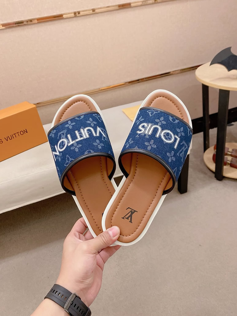 ルイヴィトン サンダル モノグラム デニム ブルー ホワイト ロゴ shoes139 - 画像 (6)