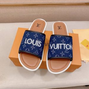 ルイヴィトン サンダル モノグラム デニム ブルー ホワイト ロゴ shoes139