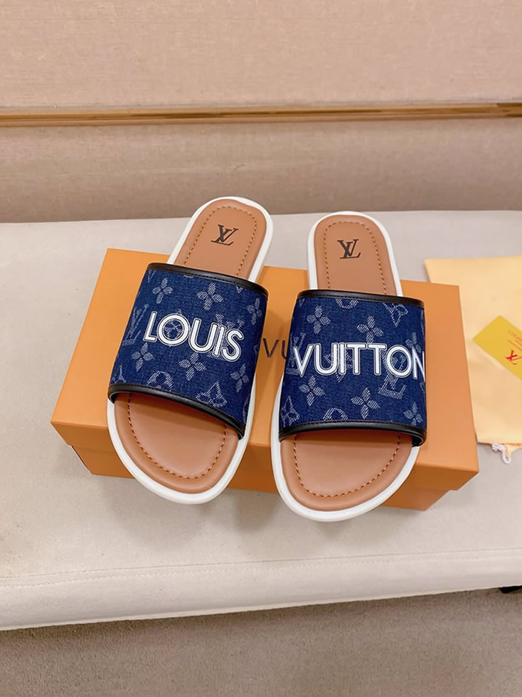 ルイヴィトン サンダル モノグラム デニム ブルー ホワイト ロゴ shoes139