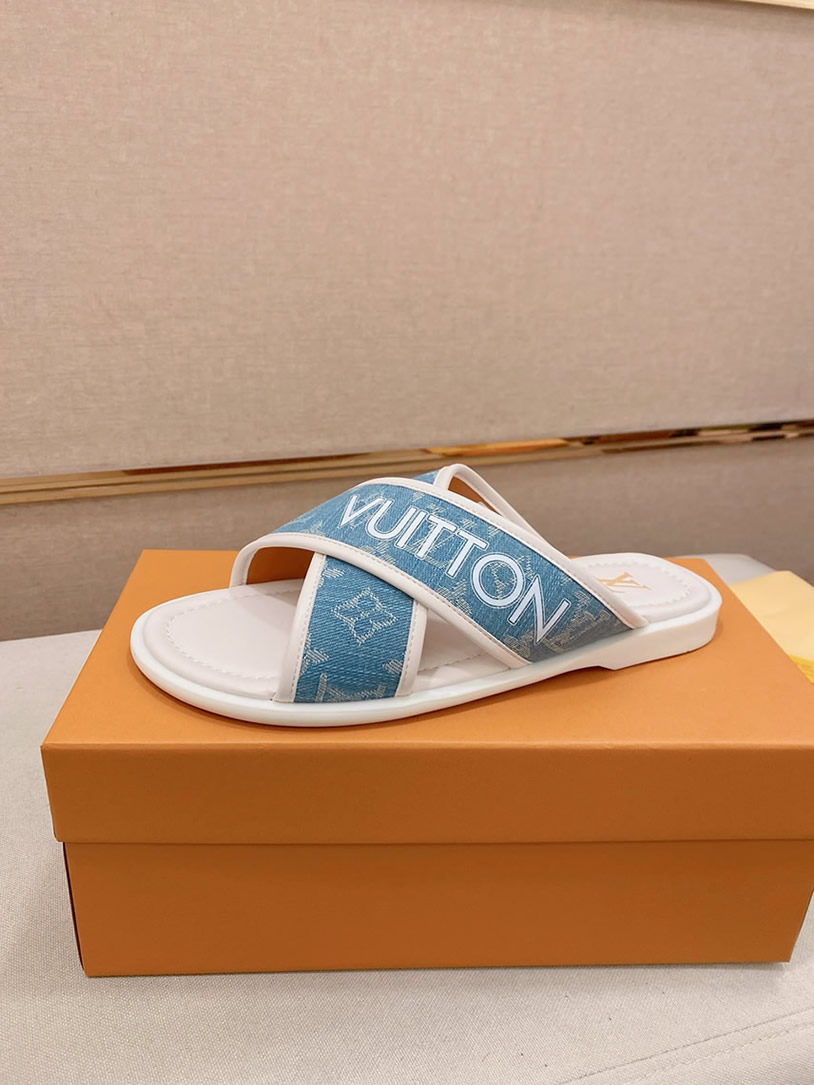 ルイヴィトン サンダル モノグラム デニム ブルー クロスストラップ shoes141 - 画像 (2)
