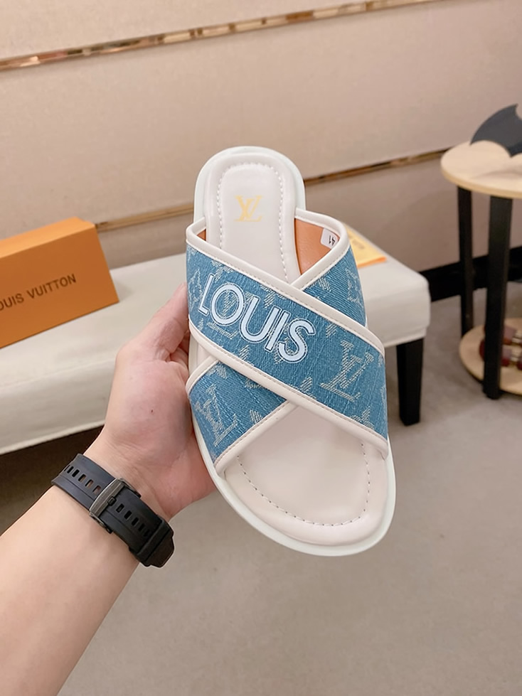 ルイヴィトン サンダル モノグラム デニム ブルー クロスストラップ shoes141 - 画像 (3)