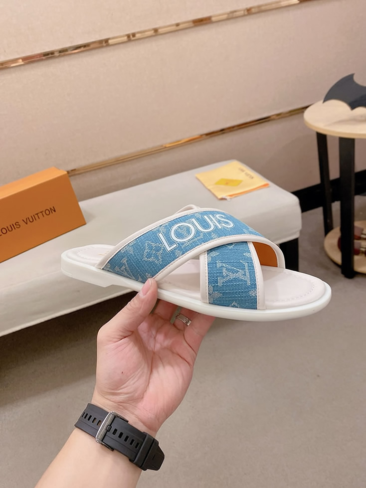 ルイヴィトン サンダル モノグラム デニム ブルー クロスストラップ shoes141 - 画像 (5)