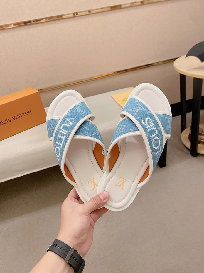 ルイヴィトン サンダル モノグラム デニム ブルー クロスストラップ shoes141 - 画像 (6)