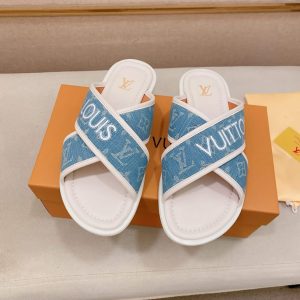 ルイヴィトン サンダル モノグラム デニム ブルー クロスストラップ shoes141