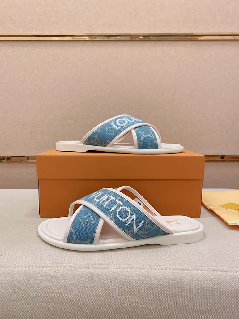 ルイヴィトン サンダル モノグラム デニム ブルー クロスストラップ shoes141 - 画像 (8)