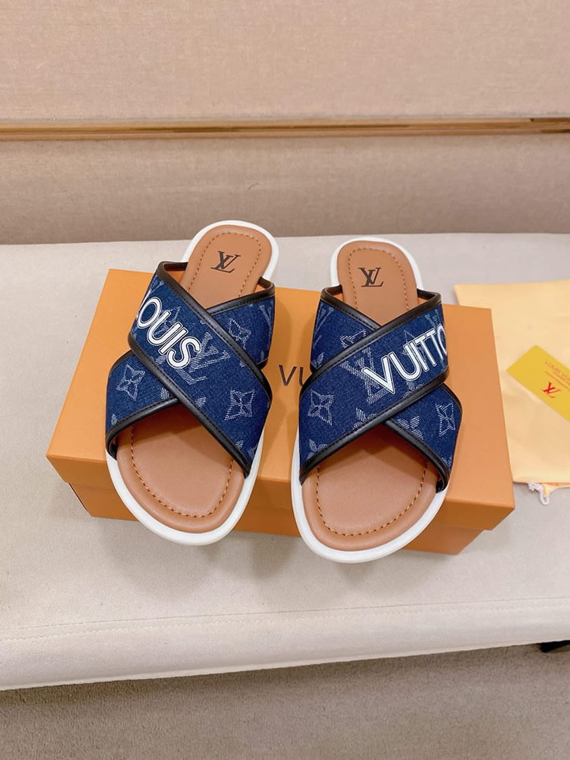 ルイヴィトン サンダル モノグラム デニム ネイビー クロスストラップ shoes142