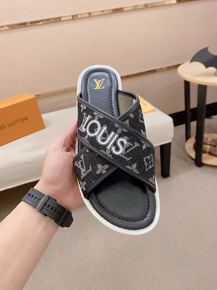 ルイヴィトン サンダル モノグラム ブラック ホワイト クロスストラップ shoes143 - 画像 (3)