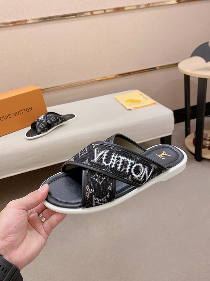 ルイヴィトン サンダル モノグラム ブラック ホワイト クロスストラップ shoes143 - 画像 (4)