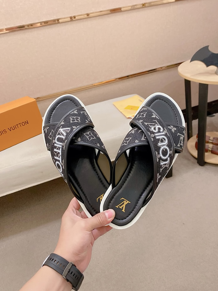 ルイヴィトン サンダル モノグラム ブラック ホワイト クロスストラップ shoes143 - 画像 (6)