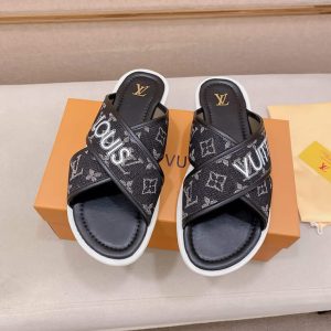 ルイヴィトン サンダル モノグラム ブラック ホワイト クロスストラップ shoes143