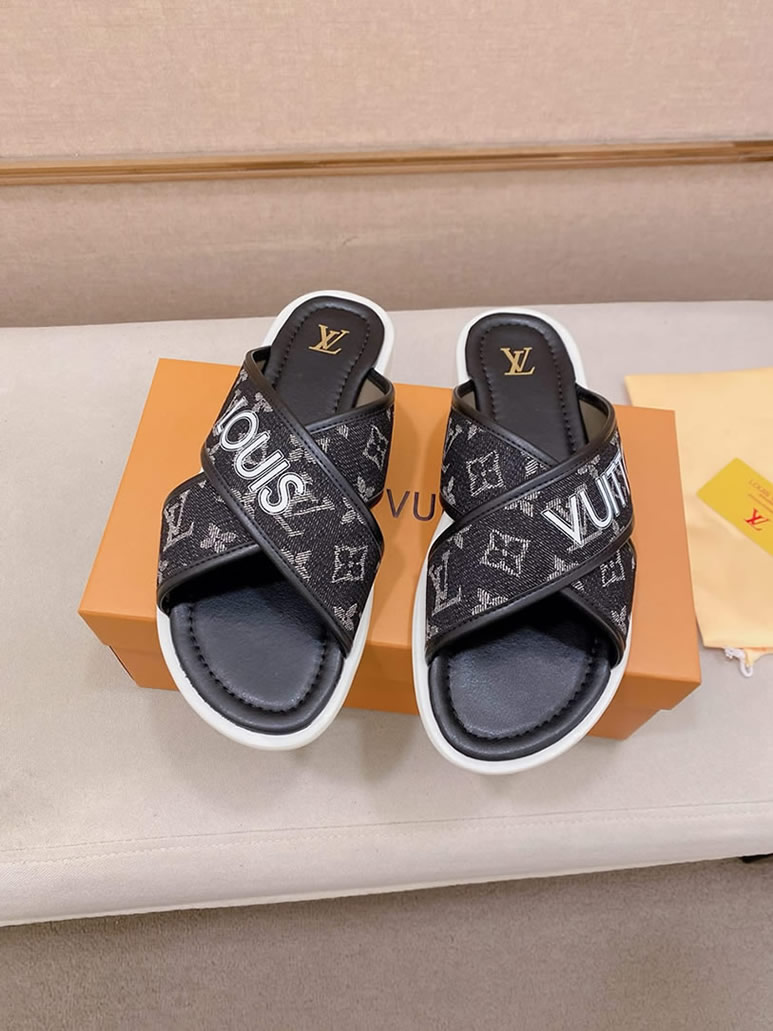 ルイヴィトン サンダル モノグラム ブラック ホワイト クロスストラップ shoes143