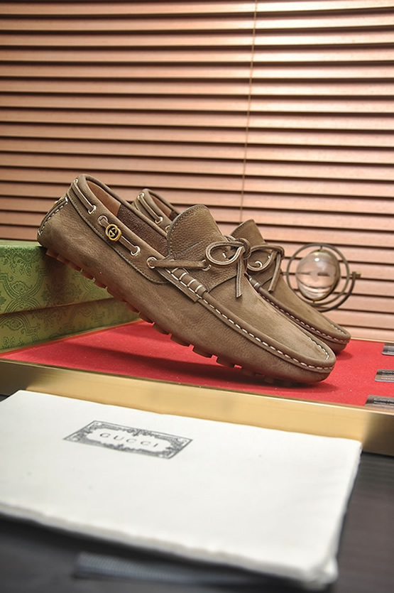 グッチ ローファー スエード レザー ブラウン ダブルG shoes144 - 画像 (3)