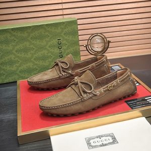 グッチ ローファー スエード レザー ブラウン ダブルG shoes144
