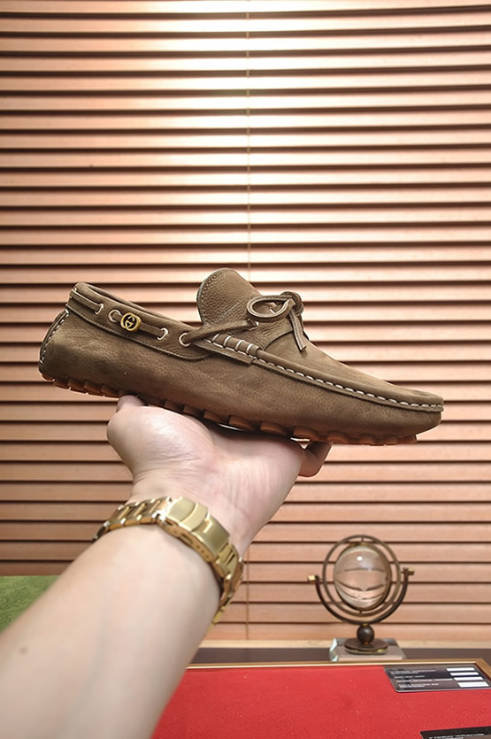 グッチ ローファー スエード レザー ブラウン ダブルG shoes144 - 画像 (4)