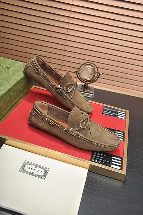 グッチ ローファー スエード レザー ブラウン ダブルG shoes144 - 画像 (6)