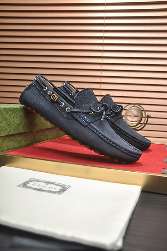 グッチ ローファー スエード レザー ネイビー ダブルG shoes145 - 画像 (2)