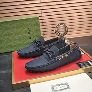 グッチ ローファー スエード レザー ネイビー ダブルG shoes145