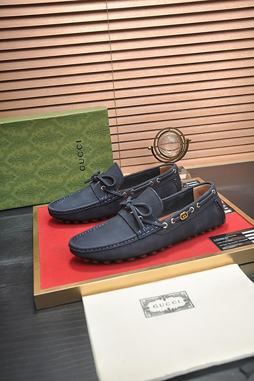 グッチ ローファー スエード レザー ネイビー ダブルG shoes145