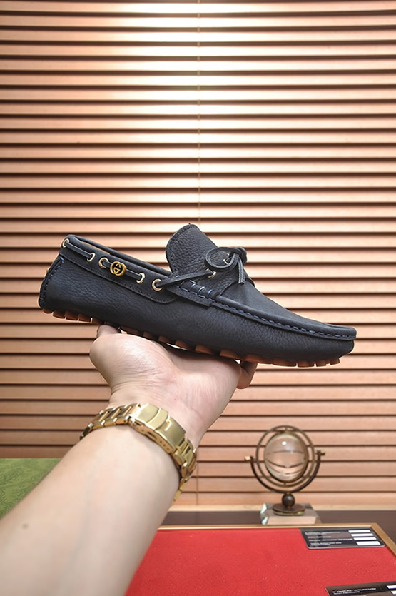 グッチ ローファー スエード レザー ネイビー ダブルG shoes145 - 画像 (3)