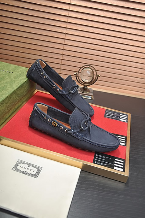 グッチ ローファー スエード レザー ネイビー ダブルG shoes145 - 画像 (5)