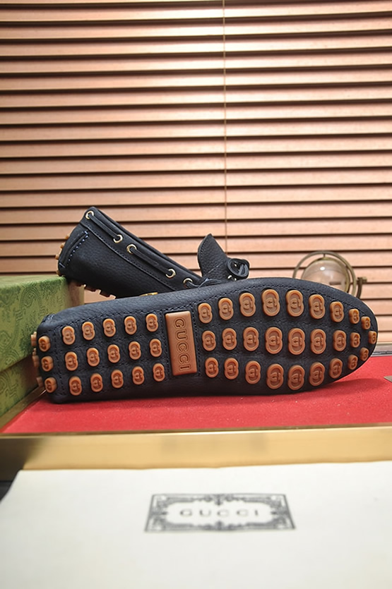 グッチ ローファー スエード レザー ネイビー ダブルG shoes145 - 画像 (6)