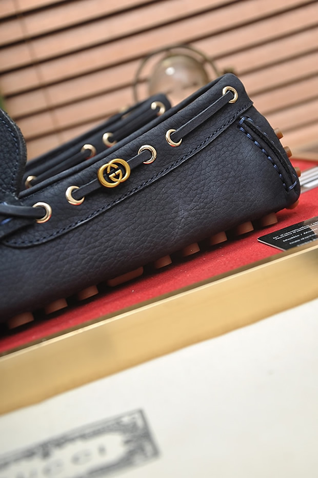 グッチ ローファー スエード レザー ネイビー ダブルG shoes145 - 画像 (8)