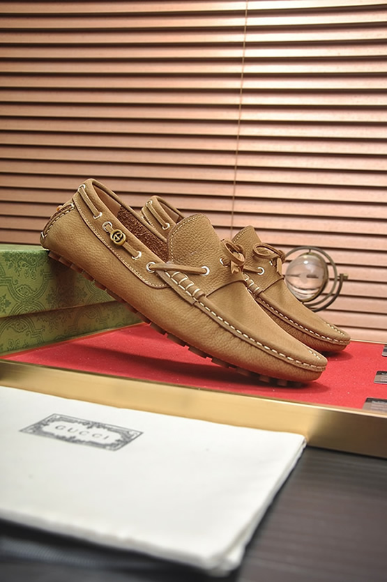 グッチ ローファー スエード レザー キャメル ダブルG shoes146 - 画像 (3)