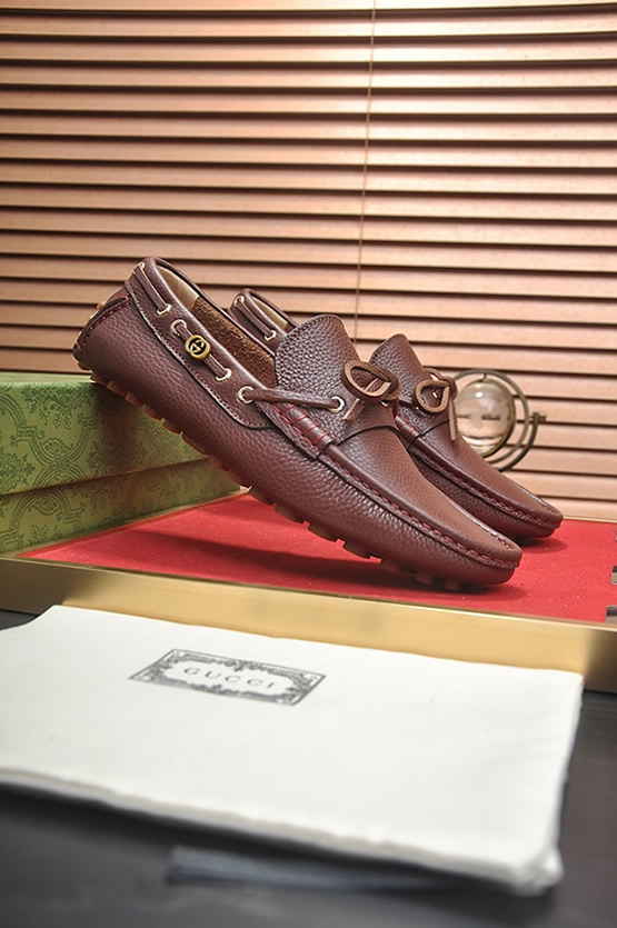 グッチ ローファー レザー ブラウン ダブルG shoes148 - 画像 (3)
