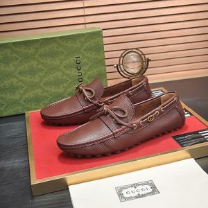 グッチ ローファー レザー ブラウン ダブルG shoes148