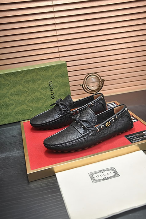 グッチ ローファー レザー ブラック ダブルG shoes149