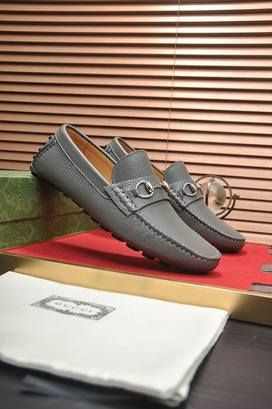 グッチ ローファー レザー グレー ホースビット shoes150 - 画像 (3)