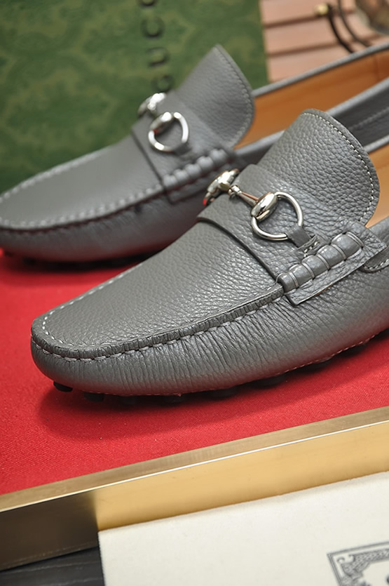グッチ ローファー レザー グレー ホースビット shoes150 - 画像 (8)