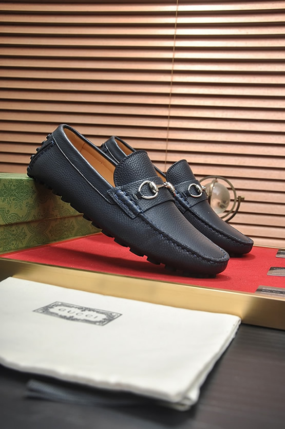 グッチ ローファー レザー ネイビー ホースビット shoes152 - 画像 (3)