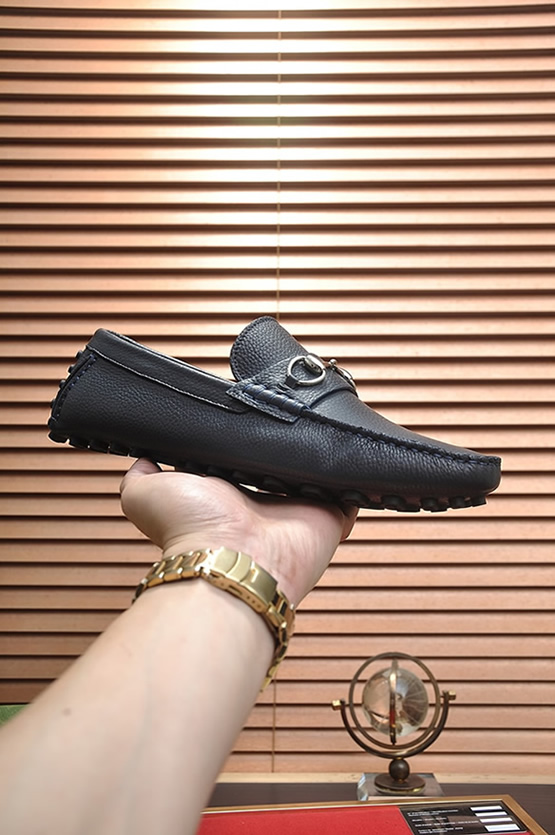 グッチ ローファー レザー ネイビー ホースビット shoes152 - 画像 (4)