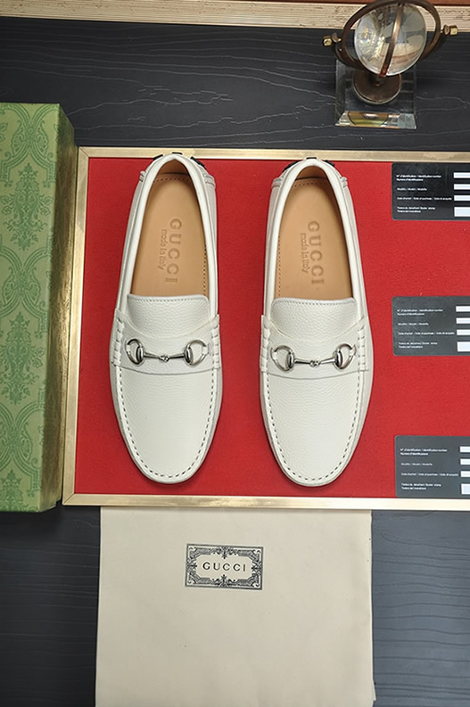 グッチ ローファー レザー ホワイト ホースビット shoes153 - 画像 (2)