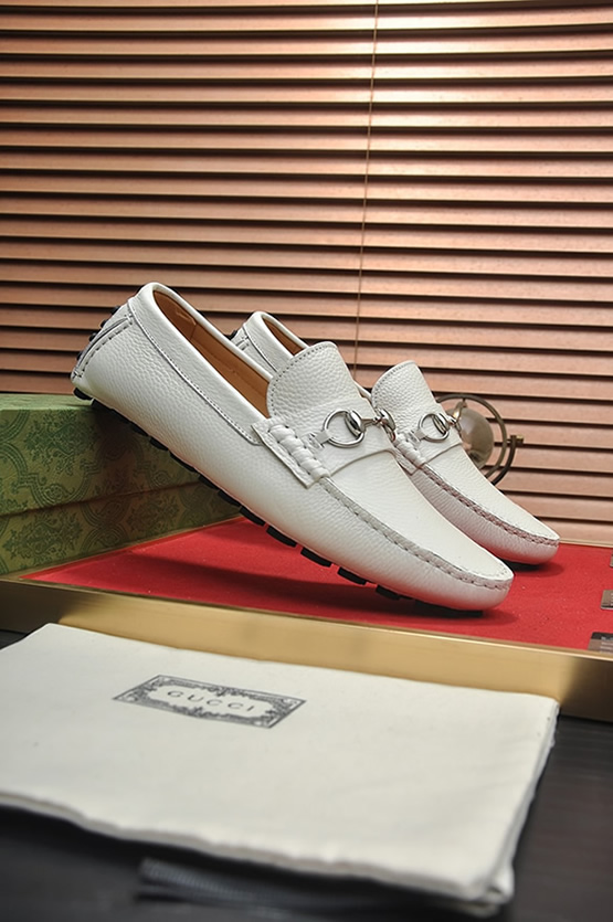 グッチ ローファー レザー ホワイト ホースビット shoes153 - 画像 (3)