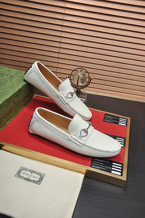 グッチ ローファー レザー ホワイト ホースビット shoes153 - 画像 (6)